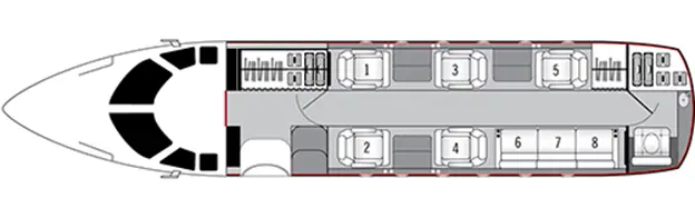 Hawker 900XP Passenger Accommodations Diagram